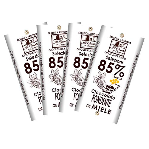 Set 4 Tavolette 85% FONDENTE EXTRA AL MIELE - 440gr- Cioccolato Artigianale Italiano - Il Casale Di Spanora - DEGUSTAZIONE (FONDENTE 85%)