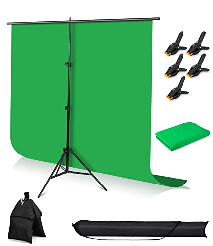 Sfondo Fotografico Kit, 2m x 1.5m Verde, Green Screen Kit con Siste...