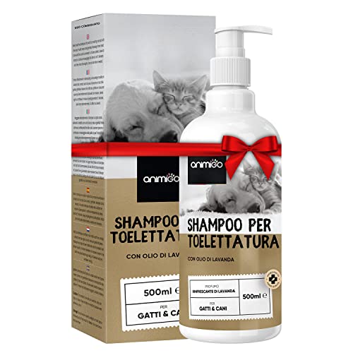 Shampoo per Cani e Gatti 500ml - Shampoo Delicato Profumato con PH Neutro - Shampoo Cane & Gatto per Pelli Sensibili con Olio di Cocco e di Lavanda - Shampoo Cani e Gatti Ipoallergenico e Senza Alcool