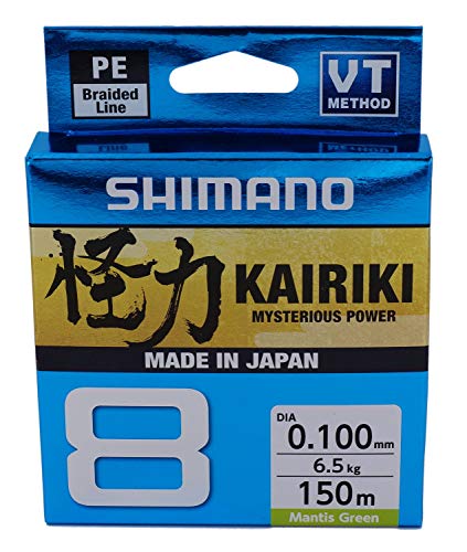 SHIMANO Kairiki 8, 150 Meter, Mantis Verde, 0.420mm 46.7kg, Filo da Pesca Intrecciato, 59WPLA58R0B