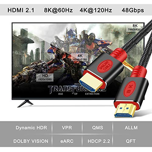 SHULIANCABLE Cavo HDMI 2.1, Cavo HDMI 8K Altissima Velocità 48Gbps...