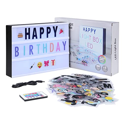 SHYOSUCCE Light Box a Core con 16 Cambi di Colore, 4 Modalità Flash, 96 Lettere e 85 Emoji, Box Luminosa Lettere per San Valentino, Matrimonio, Anniversario, Compleanno, Alimentazione Batteria o USB