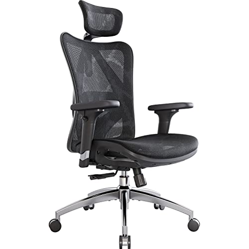 SIHOO Sedia ergonomica con supporto lombare, sedia da ufficio, braccioli regolabili in 3D, tessuto a rete delicato sulla pelle, poggiatesta regolabile, sedia da ufficio ergonomica (nero)