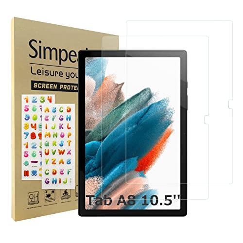 Simpeak 2 Pack Pellicola Protettiva Compatibile con Samsung Galaxy Tab A8 2021 10,5 , Vetro Temperato Protezioni Schermo HD Compatibile con Galaxy Tab A8 SM-X200 SM-X205 [Anti-graffio]