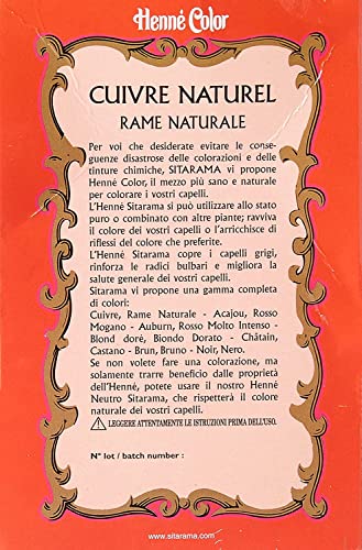 Sitarama Polvere Henne Color: Cuivre Rosso Rame Naturale - 100 gr...