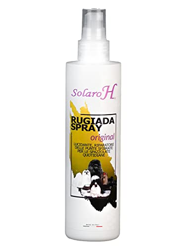 Solaro H Rugiada Spray Lucidante per Cani e Gatti Riparatore delle Punte Sfibrate all Acido Ialuronico e Bava di Lumaca per Le Spazzolate Quotidiane Senza Siliconi