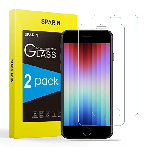 SPARIN (2 Pezzi) Vetro Temperato Compatibile con iPhone SE 2022 2020, Pellicola Protettiva Vetrino iPhone 8 7, Anti Graffio, Durezza 9H, 0,33mm Ultra Trasparente