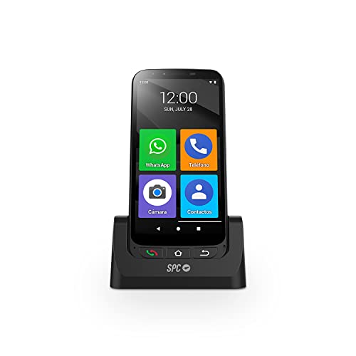SPC Zeus 4G PRO + Coque - Smartphone per Anziani 4G, Easy Mode con Icone Grandi, Pulsante SOS, configurazione remota, Pulsanti fisici, 3GB RAM, 32GB Rom, Fotocamera 13MP, Android 11, Base di Ricarica