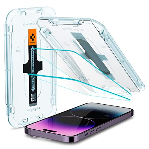 Spigen Glas.tR EZ Fit Vetro Temperato compatibile con iPhone 14 Pro Max, 2 Pezzi, Cristallino, Durezza 9H Pellicola prottetiva