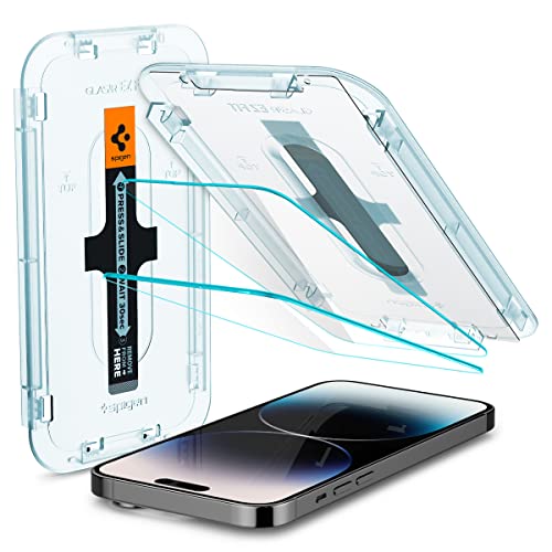 Spigen Glas.tR EZ Fit Vetro Temperato compatibile con iPhone 14 Pro, 2 Pezzi, Cristallino, Durezza 9H Pellicola prottetiva