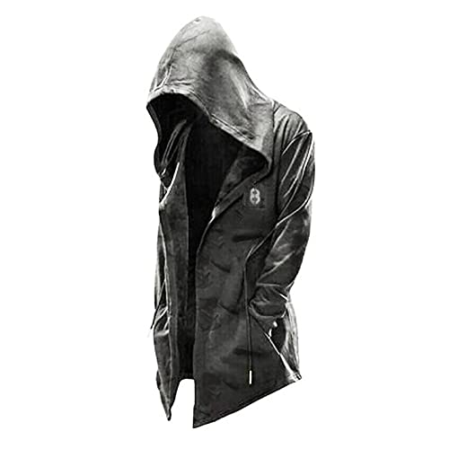SSLLM Assassin s Creed - Giacca da uomo con cappuccio e coulisse, stile punk, ideale per Halloween, Natale, feste, Grigio 6, XL