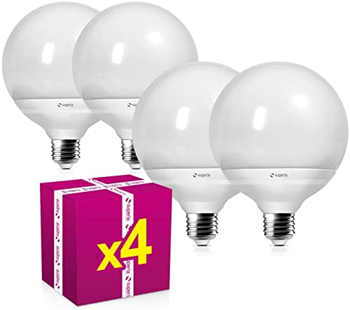 Superia Lampadina LED E27 Globo, 22W (Equivalenti 160W), Luce Naturale 4000K, 2134 lumen, GL25N, Pacco da 4 [ NUOVA PRODUZIONE ]