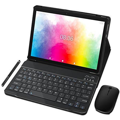 Tablet 10 Pollici HD 4GB RAM+64GB ROM Android 10 MEBERRY Tablet con LTE e WIFI,128GB Espandibili, 8000mAh, 2 Sim Slot, Fotocamera(5MP+8MP), Google GMS, Bluetooth, GPS, WIFI,Tastiera e Mouse, Grigio