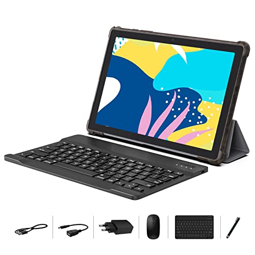 Tablet 10 pollici YOTOPT Android 11, Processore Octa-Core 1.8GHz, 4GB RAM, 64GB ROM (TF 1 TB espandibile), Camera 5+8MP, Tablet con tastiera|Mouse|Custodia|Penna, WiFi, Bluetooth, GPS, Tipo C, Grigio