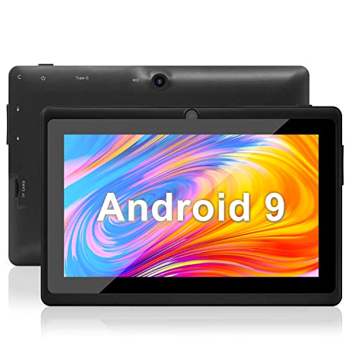 Tablet 7 Pollici - Haehne Android 9 Tablet PC, Quad-Core, RAM 1 GB, Memoria 16 GB, 1024 * 600 HD IPS, Batteria 2500mAh, Doppia Fotocamera WiFi Bluetooth, Nero