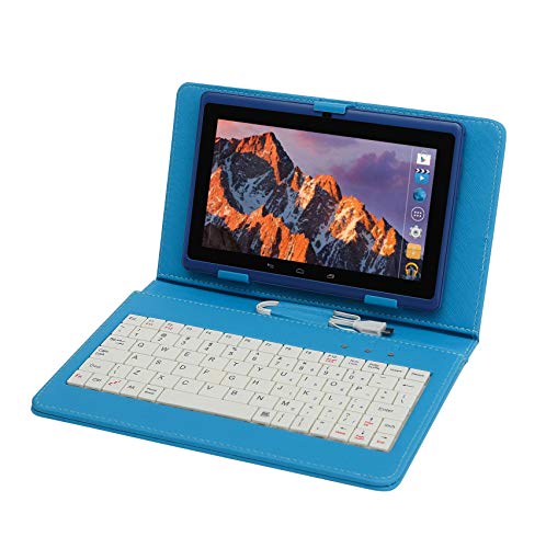 Tablet PC 7 Pollici,Computer portatile Quad Core Con Tastiera e Penna, Tableta memoria RAM da 512MB + 8GB,Fotocamera integrata Dual Camera,WIFI,Bluetooth (Blu)