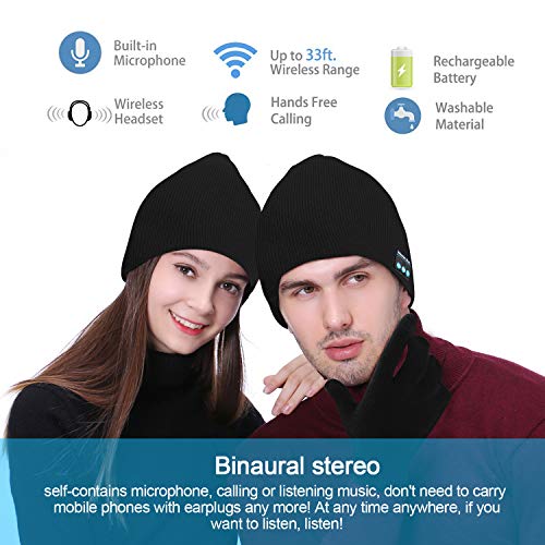 TAGVO Bluetooth V5.0 Beanie con Guanti Touchscreen Set, Inverno Cal...