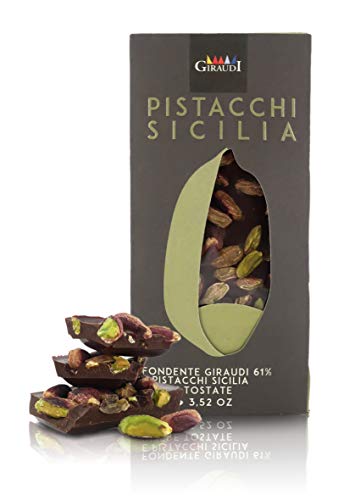 Tavoletta di Cioccolato Fondente 61% Artigianale con pistacchi di Sicilia, 100 Grammi, Linea Le Toste