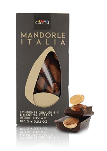 Tavoletta di Cioccolato Fondente 61% con mandorle tostate Italiane, 100 Grammi, Linea Le Toste