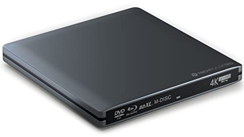 techPulse120 esterno Masterizzatore Blu-ray USB 3.0 4K UHD 3D M-Disc BDXL HDR10 per lettori Blu-ray Burner Superdrive Ultra-Slim BD DVD CD per Windows MacOS in alluminio grigio