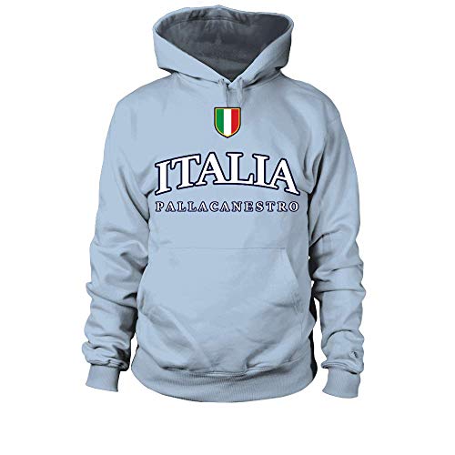 TEEZILY Felpa con Cappuccio Unisex Italia Pallacanestro - Blu Cielo - XL