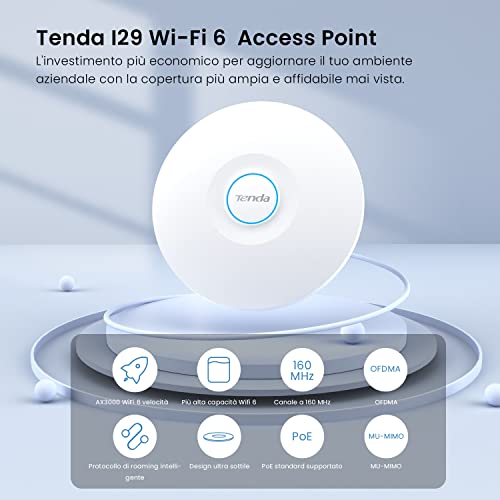 Tenda Access point WiFi 6 AX3000 I29, Dual Band, Gestione centraliz...