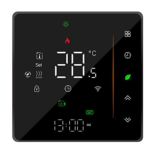 Termostato WiFi per Caldaia a Gas,Termostato intelligente Touch Button Retroilluminato Programmabile con Alexa e Telefono APP-Nero …