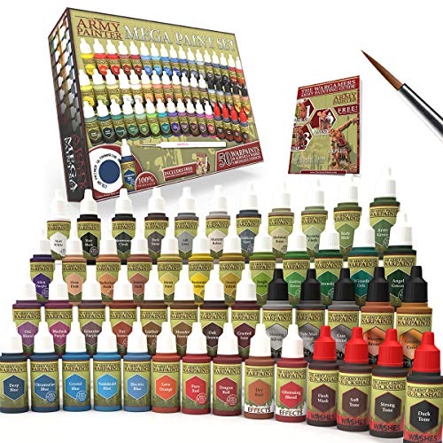 The Army Painter | Wargamers Mega Paint Set | 50 colori per miniature con pennello Wargamer Regiment | Set completo per Wargames, Roleplaying e pittura di miniature | Colori per hobbistica