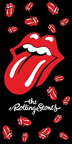 The Rolling Stones Hard-Rock - Telo da bagno 70 x 140 cm, motivo: Mick Jagger Keith Richards Ron Wood Charlie Watts Ian Rock and Roll Paint It, colore nero