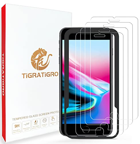 Tigratigro[4 Pezzi Vetro 2.5D] per iPhone SE2022  iPhone SE2020  iPhone8 iPhone7 6S 6 pellicola vetro temperato (4,7 )-HD 9H durezza, 0,33 mm super trasparente [con strumenti facili da installare]