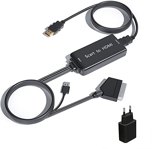 Tihokile Adattatore SCART a HDMI con Cavi SCART e HDMI, Convertitore da Scart a HDMI Supporta Switch di Uscita Full HD 720P 1080P Compatibile per monitor HDTV  Projektor STB  VHS PS3 Lettore DVD