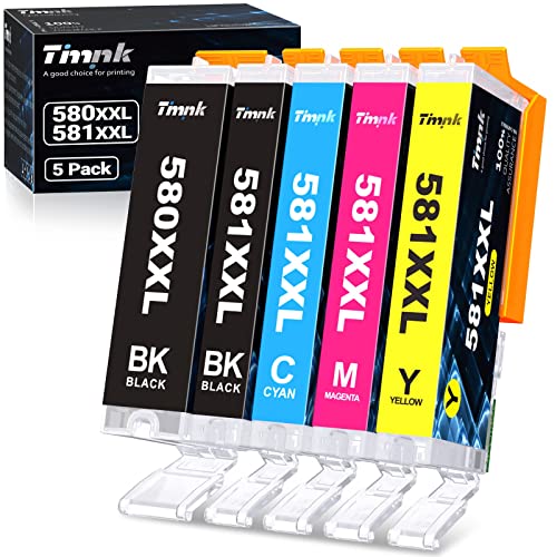 Timink 580XXL 581XXL Cartucce d inchiostro Compatibili per PGI-580 CLI-581 Sostituzione con Canon TS6150 TS6250 TS6350 TS8150 TS8250 TS9550 TS705 TR7550 TR8550 (5 Pezzi)