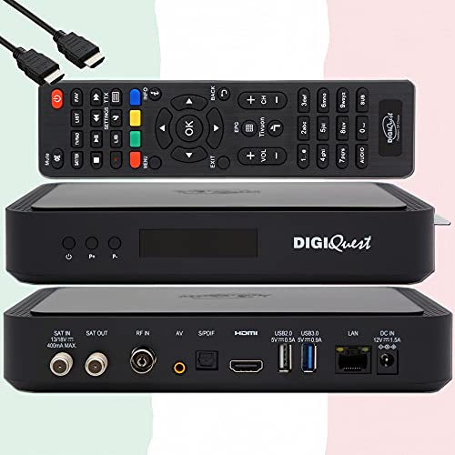 TiVuSat Scheda 4K UHD + ricevitore DIGIQuest Q60 Combo 4K H.265 S2+T2 HEVC Set-Top Box, ricevitore certificato TiVuSat con schede, Mediaplayer, WebRadio, USB PVR, EasyMouse HDMI