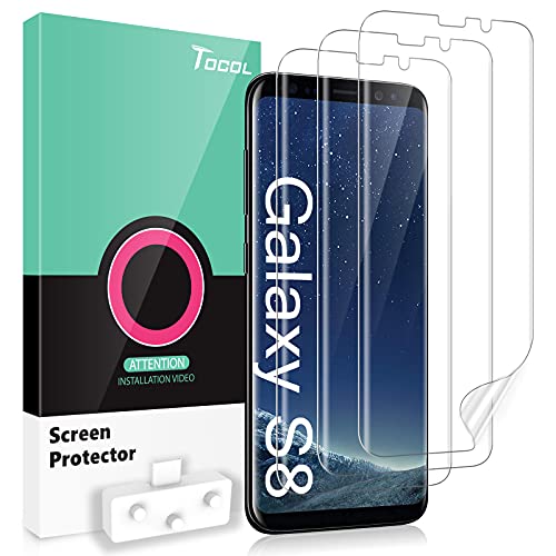 TOCOL 3 Pezzi Pellicola Protettiva per Samsung Galaxy S8, HD Clear Pellicola TPU Morbido Non Vetro Temperato Protezione Schermo Senza Bolle Telaio di Posizionamento