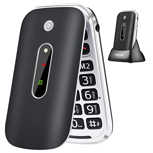 TOKVIA GSM Telefono Cellulare per Anziani | Cellulare a Conchiglia Tasti Grandi | GSM tasto SOS e base di ricarica 2.4   Display T201