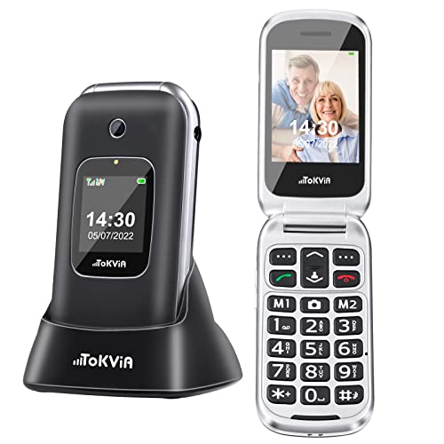 TOKVIA GSM Telefono Cellulare per Anziani con tasti grandi | Cellulare a conchiglia con tasto SOS, Pantalla 2,4  T221