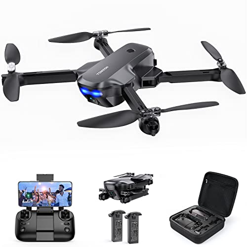 Tomzon T4W Drone con Telecamera 2.7K HD , Drone con Telecamera 36 Minuti di Volo, Drone Professionale WiFi per Principianti, Traiettoria di Volo 3D Flip Ruotare Auto, Quadrirotore RC con 2 Batterie