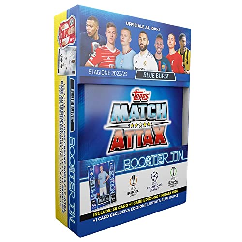 Topps Match Attax 2022 23 - UEFA Champions League, Carte di Calcio - Latta Mini Collezion, Blue Burst