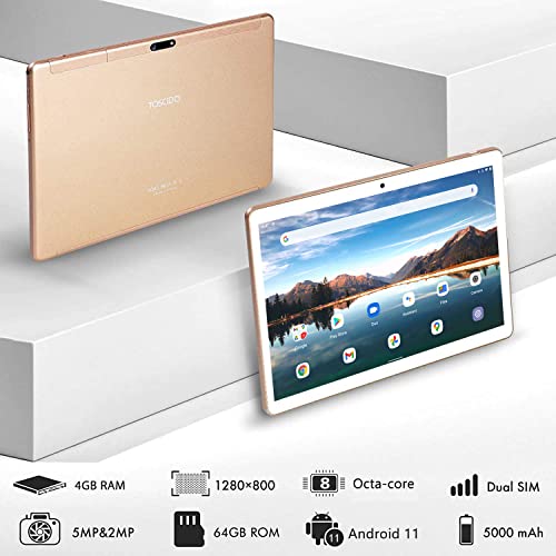 TOSCIDO Tablet 10 Pollici Android 11 Oro Tab Octa Core,4GB RAM,64GB...