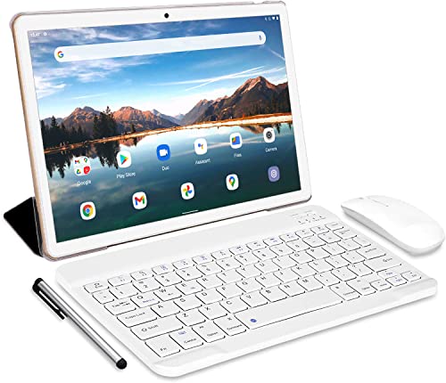 TOSCIDO Tablet 10 Pollici Android 11 Oro Tab-Octa Core,4GB RAM,64GB Espandibile 512GB SD,Dual SIM,4G LTE WiFi,con custodia protettiva,mouse wireless,tastiera Bluetooth,penna capacitiva