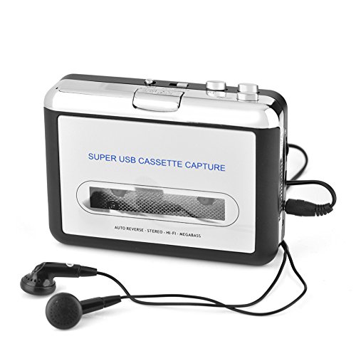 Tosuny Convertitore da Cassetta a MP3, Lettore di Cassette Lettore di Cassette con Cuffie, Cattura Audio Lettore Musicale USB Cassetta da Nastro a PC Convertitore di CD Switcher MP3, Plug And Play