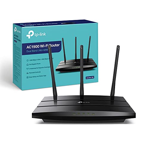 TP-Link Archer A8 Router Ethernet Wi-Fi Dual Band AC1900 Wireless, 5 Porta Gigabit, MU-MIMO, Parental Control, Tecnologia Beamforming, Supporto IPTV, IPv6, IGMP Snooping, VLAN, Rete Ospiti, WPS