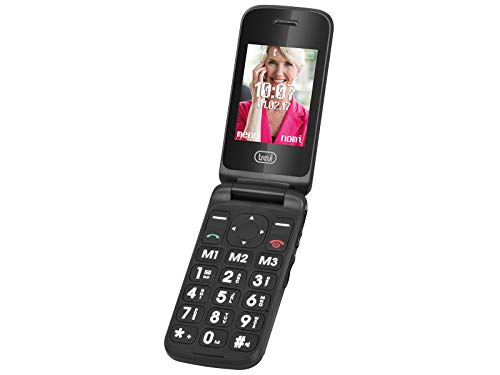 Trevi FLEX PLUS 55 Telefono Cellulare per Anziani a Conchiglia con grandi tasti, grande display LCD 2.4 , Funzione SOS, Doppio Display, Bluetooth, Fotocamera, Radio FM, Nero