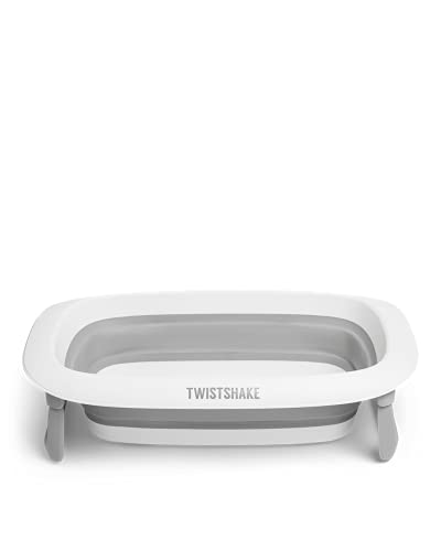 Twistshake Vaschetta Bagnetto Antiscivolo Portatile per Neonato Bambini, Pieghevole Vasca da Bagno Con Lavandino, Comodo e Sicuro, 0 Mese+, Capacità: 30L, Grigio Bianco