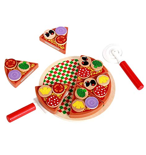 Ulalaza Simulazione di Pizza in Legno Chef di Cucina Giocattoli Fai Finta di Giocare a Giocattoli per Regali per Bambini
