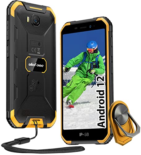Ulefone Rugged Smartphone, Armor X6 Pro Android 12, 4G Telefono Indistruttibile, 4+32GB SD-128Go, Batteria 4000mAh Cellulare Antiurto(IP68),13MP+5MP, 5.0  HD+, Dual SIM GPS Face ID NFC-Arancio
