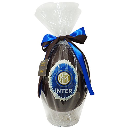 Uovo di Pasqua ARTIGIANALE dell INTER con SORPRESA da 500 grammi - Cioccolato al latte squadre di calcio (Inter, 500 gr)