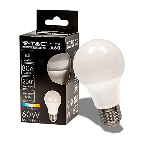 V-TAC Lampadina LED con Attacco E27 8,5W (Equivalenti a 60W) A60 - ...