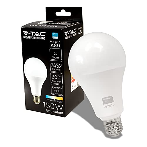 V-TAC Lampadina LED con Attacco Edison E27, 20W (Equivalenti a 150W...