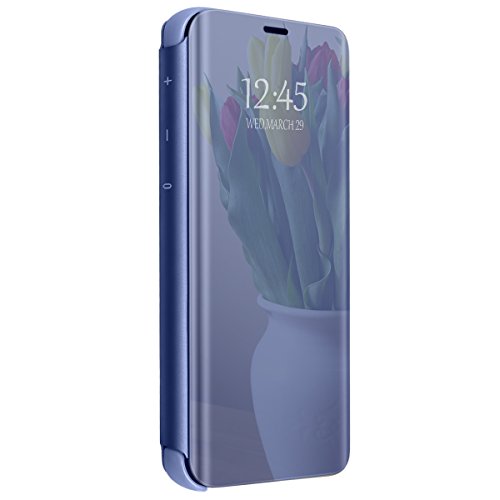 Vanki Cover Samsung Galaxy S7 Edge Clear View Standing Cover Galaxy S7 Mirror Flip Custodia Wallet Portafoglio Lusso Elegante Smart Flip Ultra Slim Case per Galaxy S7 S7 Edge (Galaxy S7, Blu)